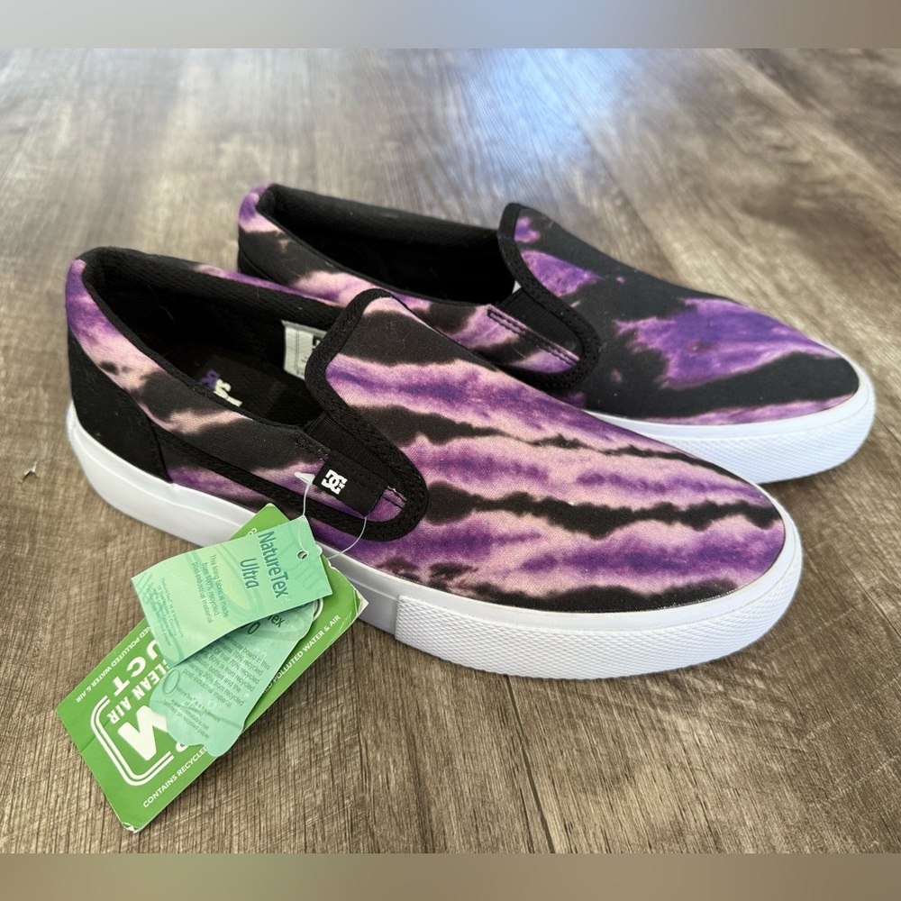 DC x Black Sabbath Skateboard Slip On Purple Tie Dye Sneakers NWT Men’s 7.5